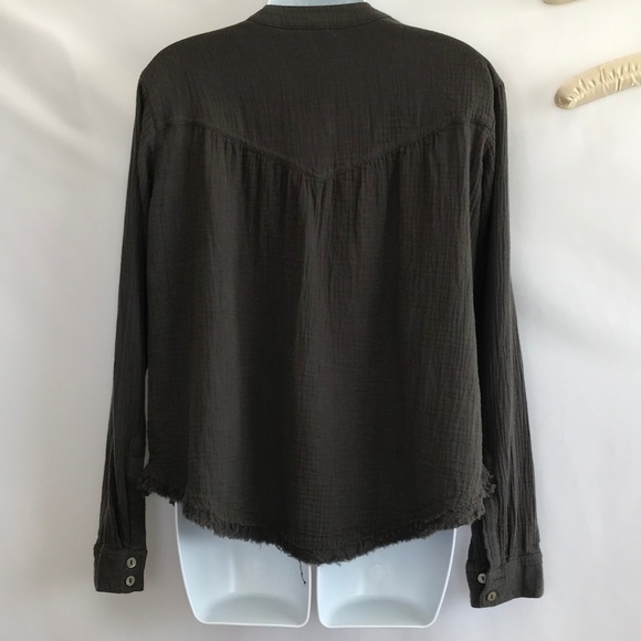 Free People Charcoal Gray Blouse Top - Picture 3 of 8